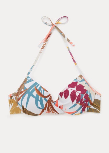 Multicoloured Leaf Print Underwired Bikini Top