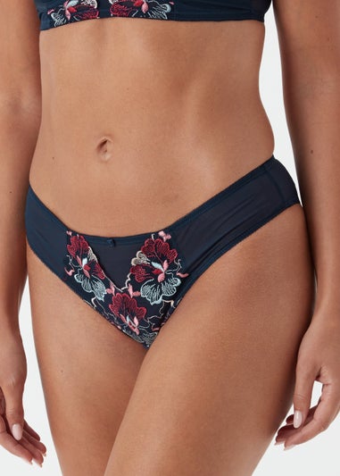 Multicoloured Leaf Print Fold Over Bikini Bottoms