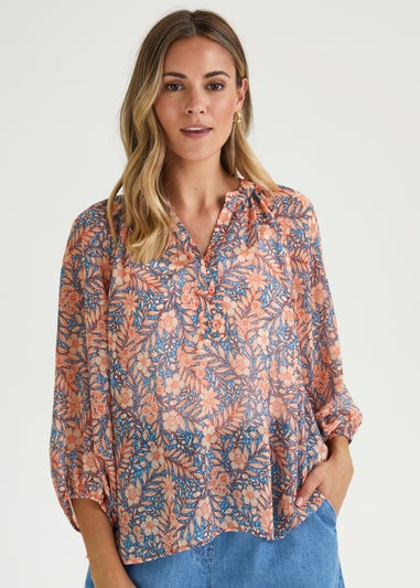 Blue Print Chiffon Blouse