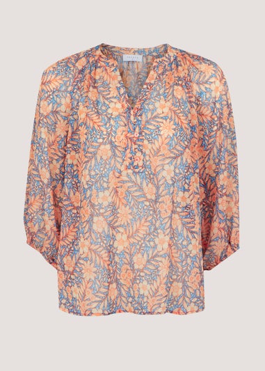 Blue Print Chiffon Blouse