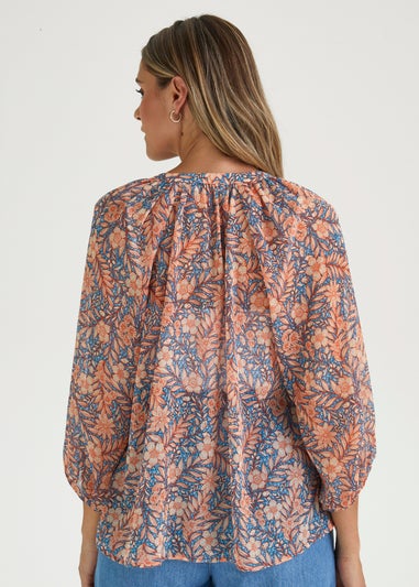 Blue Print Chiffon Blouse