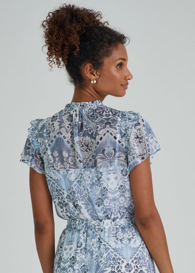 Blue Print Chiffon Blouse
