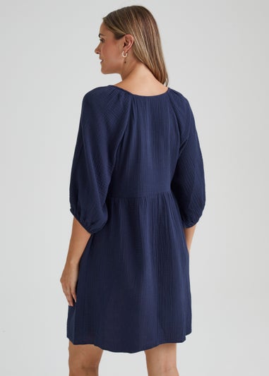 Indigo Double Cloth Mini Dress
