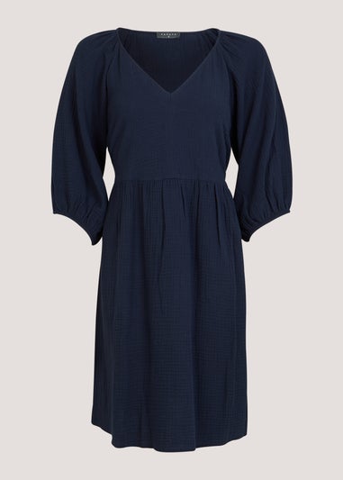 Indigo Double Cloth Mini Dress