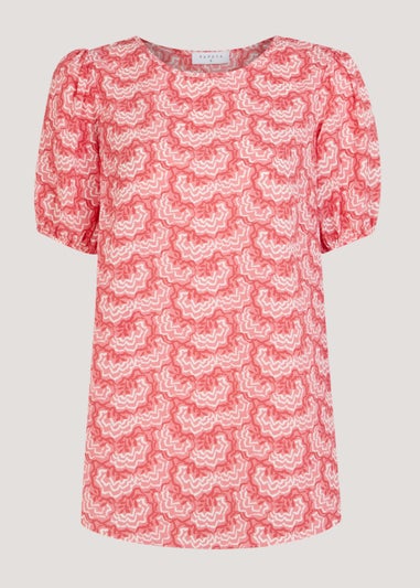 Coral Cloud Print Blouse