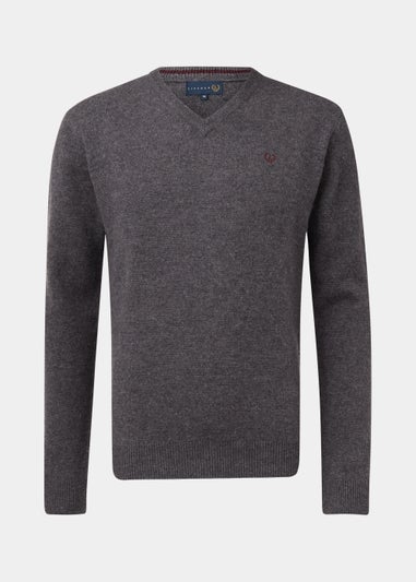 Lincoln Charcoal 100% Lambswool V Neck Jumper
