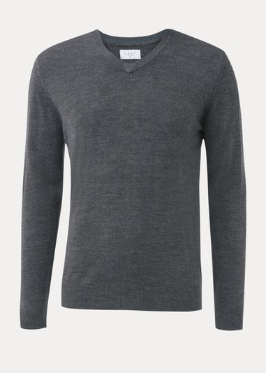 Charcoal Soft Touch V-Neck Jumper