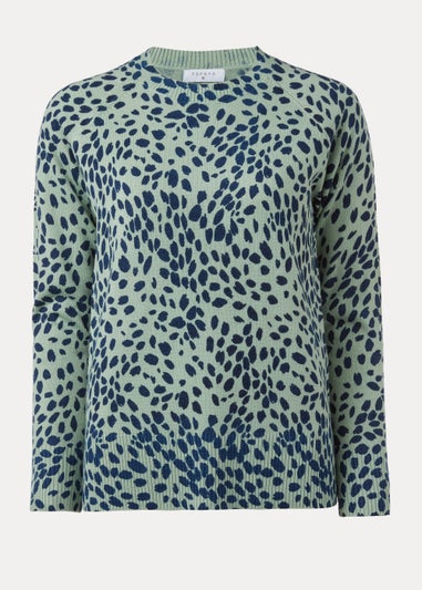 Green Spot Print Soft Round Neck Jumper