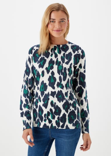 Multicoloured Animal Print Soft Round Neck Jumper