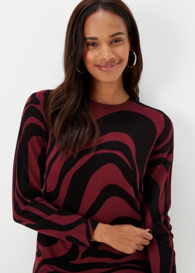 Burgundy Swirl Print Super Soft Tunic Dress