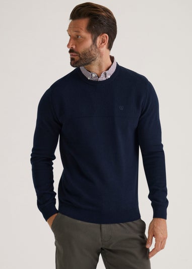 Lincoln Navy Mock Crew Knitted Jumper