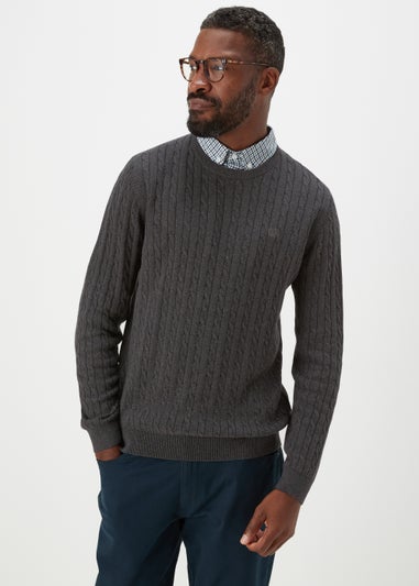 Lincoln Charcoal Mock Shirt Cable Knit  Jumper