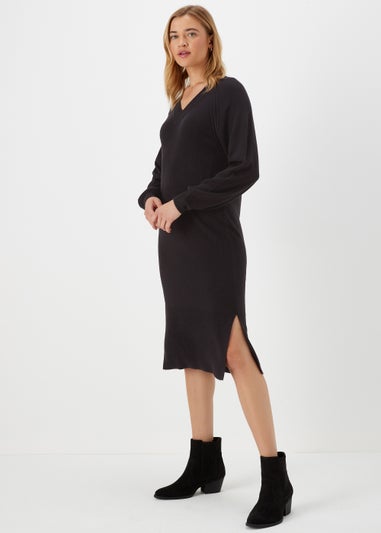 Black V-Neck Soft Dress