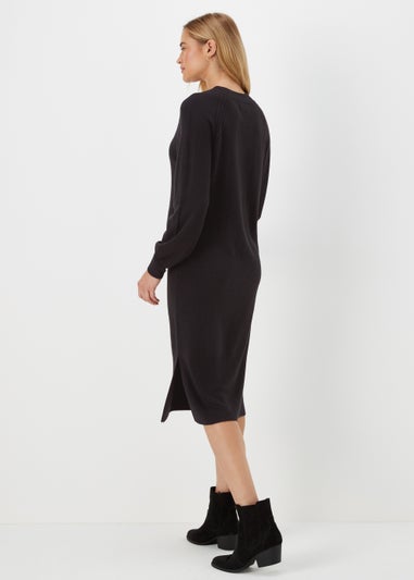 Black V-Neck Soft Dress