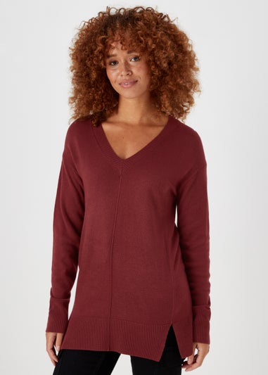 Burgundy Super Soft V-Neck Jumper