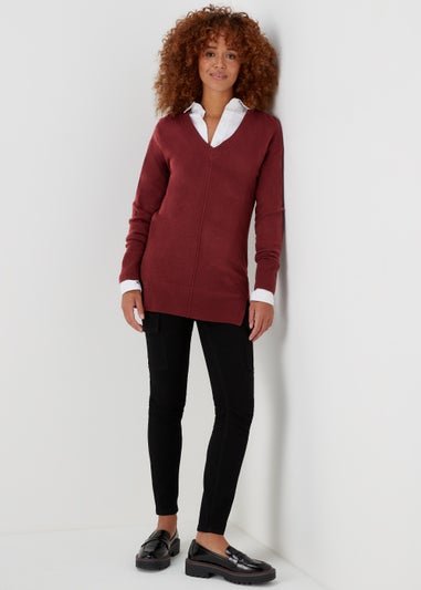 Burgundy Super Soft V-Neck Jumper