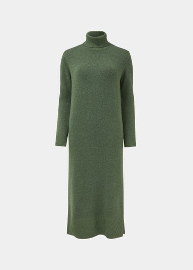 Green Roll Neck Knitted Dress