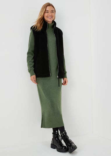 Green Roll Neck Knitted Dress