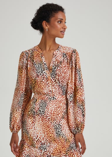 Et Vous Pink Animal Print Blouse