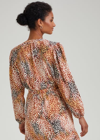 Et Vous Pink Animal Print Blouse