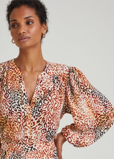 Et Vous Pink Animal Print Blouse