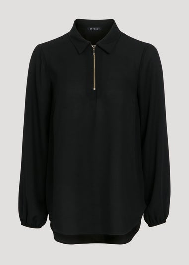 Et Vous Black Half Zip Blouse