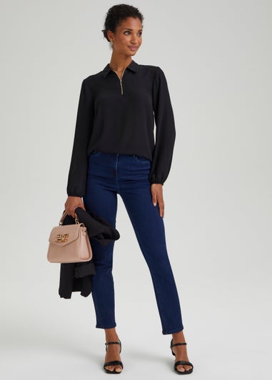 Et Vous Black Half Zip Blouse