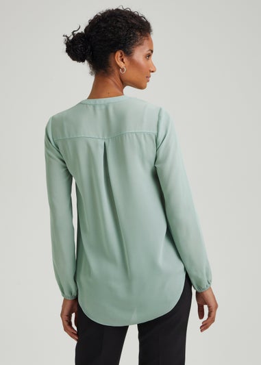 Et Vous Mint Half Zip Blouse