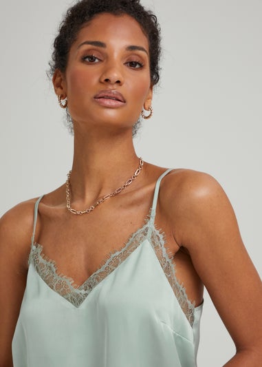 Mint Lace Trim Cami Top