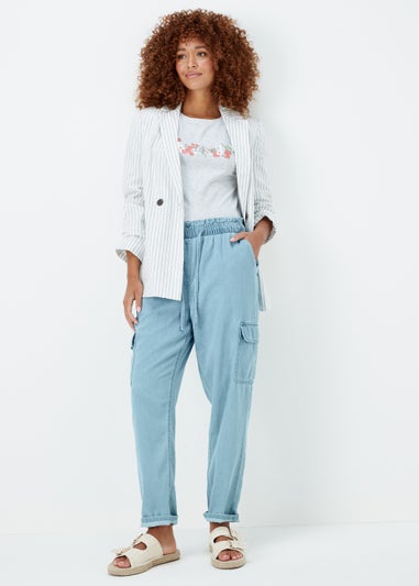 Mid Wash Denim Cargo Trousers