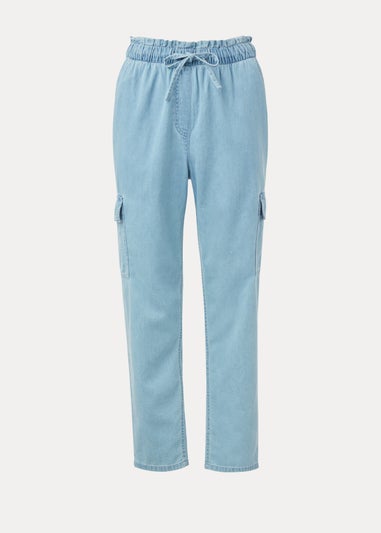Mid Wash Denim Cargo Trousers