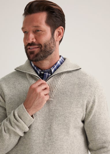 Lincoln Stone 1/4 Zip Lambswool Jumper