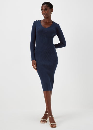 Et Vous Navy Knitted Button Dress