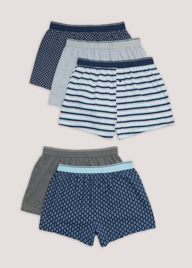 5 Pack Blue Stripe Loose Fit Boxers