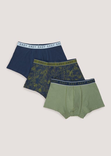 3 Pack Green Plain & Print Hipsters