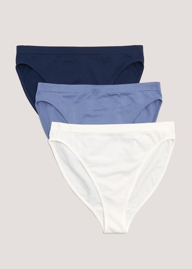 3 Pack Blue High Leg Seamless Knickers