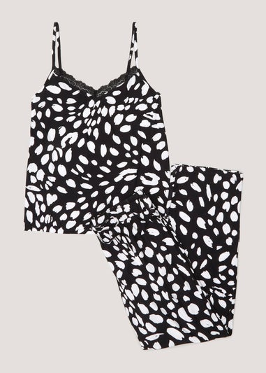 Black Print Soft Touch Cami Pyjama Set