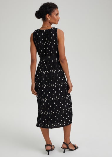 Et Vous Black Spot Plisse Midi Dress