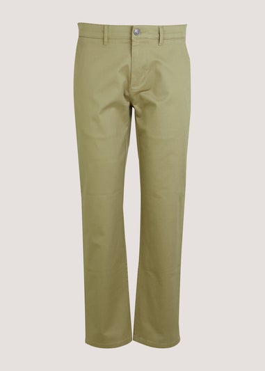 Beige Straight Fit Stretch Chinos