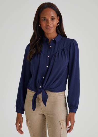 Navy Tie Front Shirt