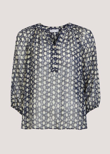 Blue Print Chiffon Co-Ord Blouse