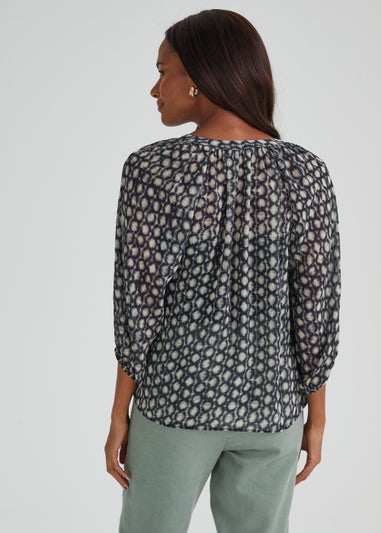 Blue Print Chiffon Co-Ord Blouse