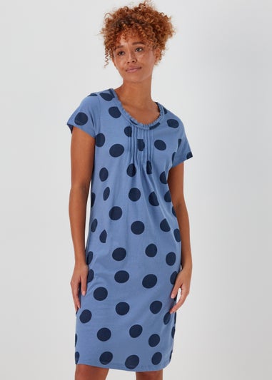 Navy Spot Lace Nightie