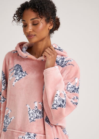 Pink Tiger Print Snuggle Hoodie