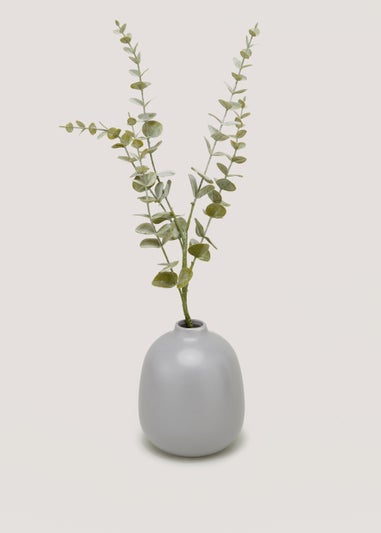 Grey Round Mini Ceramic Vase (12cm x 15cm)