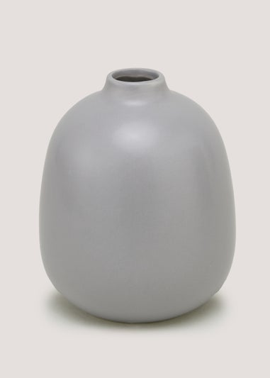 Grey Round Mini Ceramic Vase (12cm x 15cm)