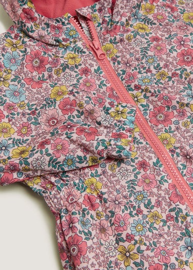 Girls Pink Floral Print Puddle Suit (9mths-6yrs)