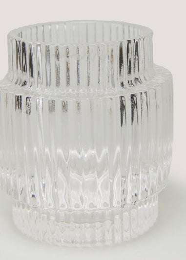 Clear Ribbed Glass Tealight Holder