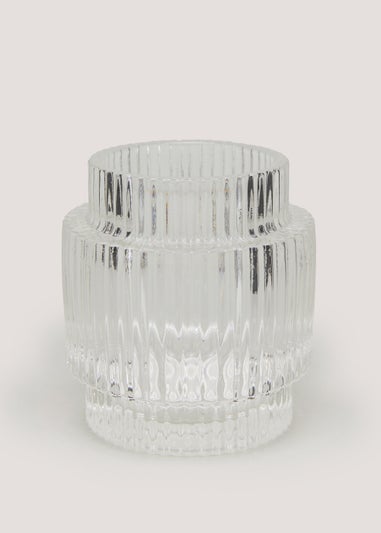 Clear Ribbed Glass Tealight Holder