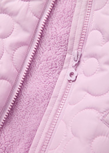 Girls Lilac Floral Puffer Jacket (9mths-6yrs)